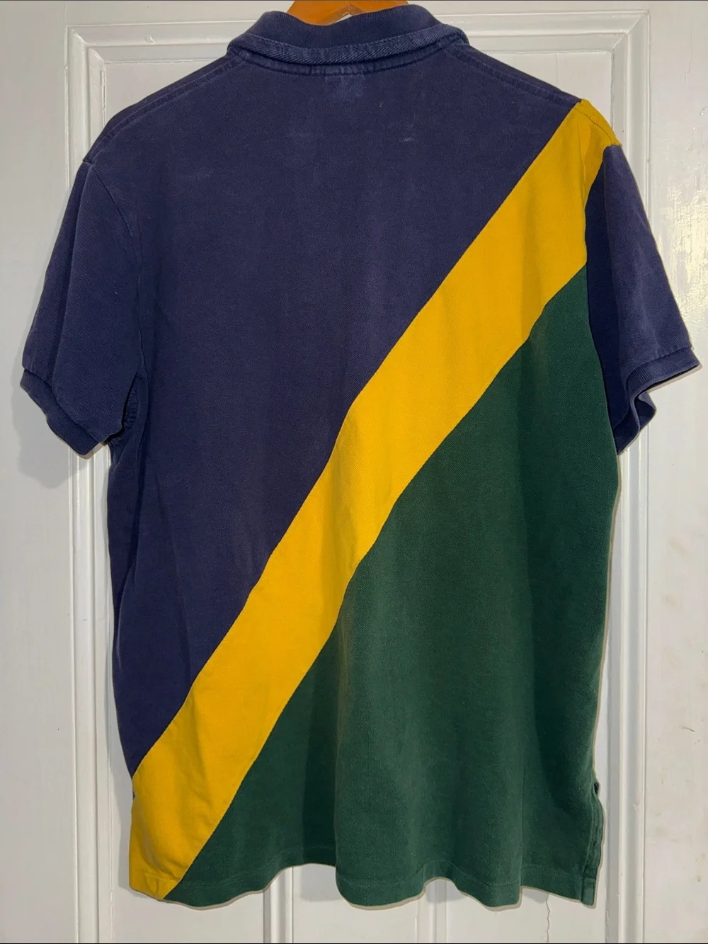 Vintage Polo Ralph Lauren Big Pony Colorblock Diagonal Stripe Polo Men's XL